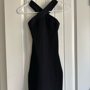 Aritzia Babaton Sculpt Knit Criss Cross Dress in black